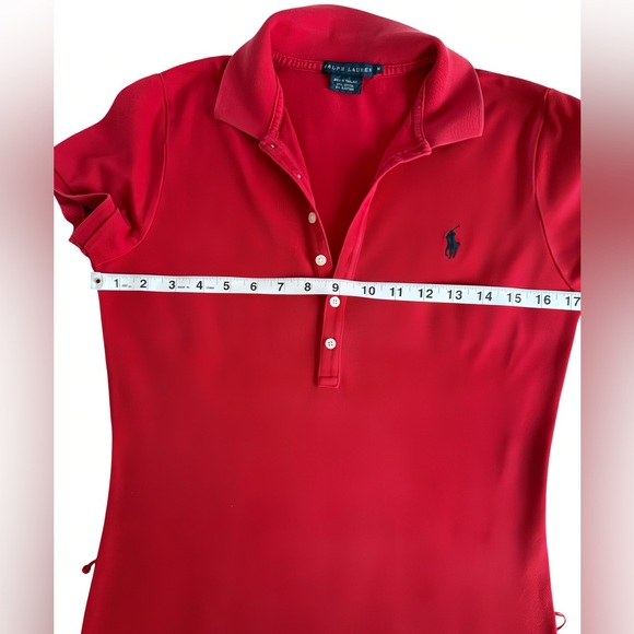Polo Ralph Lauren Red Maxi Dress Women’s M Cotton Mesh Stretch Logo Shirt Dress - Picture 6 of 10